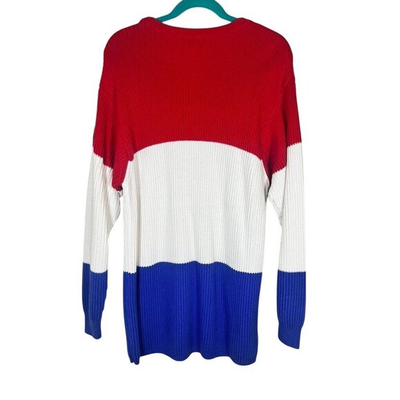 Vintage Knit Sweater M Red Retro Classic Old Money Preppy Patriotic USA Sporty - Picture 8 of 9